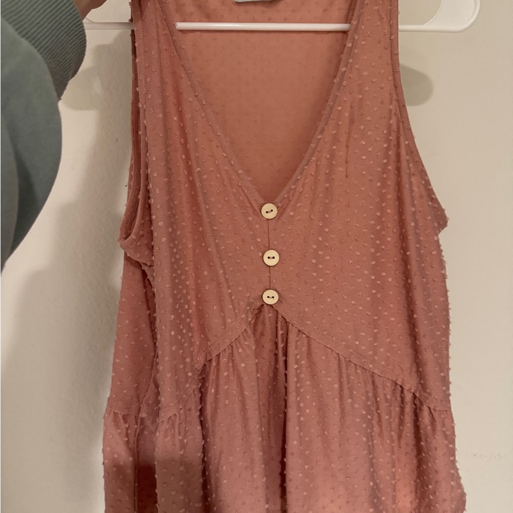 Salmon polka dot textured muslin blouse
